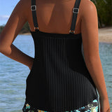 Laluna® | Tankini Rayé avec Short de Plage Deux Pièces