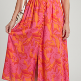 Zarelle | Robe Midi à Imprimé Floral Audacieux avec Manches Bouffantes en V