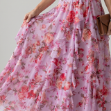 Nori | Robe Maxi Fleurie à Encolure Halter et Corps Froncé
