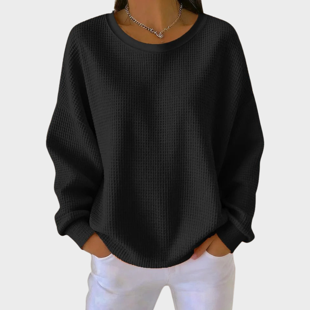 Nora | Pull en Coton Tricoté en Waffle d'Hiver avec Manches Longues