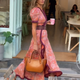 Rosalie™ | Robe élégante à encolure cache-cœur avec imprimé romantique
