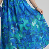 Candlia | Robe Midi à Manches Bouffantes et Imprimé Abstrait
