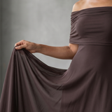 Juin | Robe Midi Drapée à Epaule Dénudée