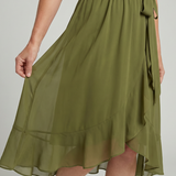 Keziah | Robe midi à manches courtes, drapé fluide
