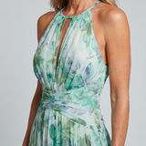 Portia | Robe Midi à Bretelles Plissée avec Motif Floral Doux