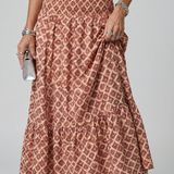 Amira | Robe Midi à Découpe en Imprimé Géométrique avec Col Croisé