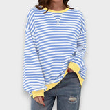 Alma | Sweatshirt Décontracté à Manches Longues avec Col Rond et Motif Rayé