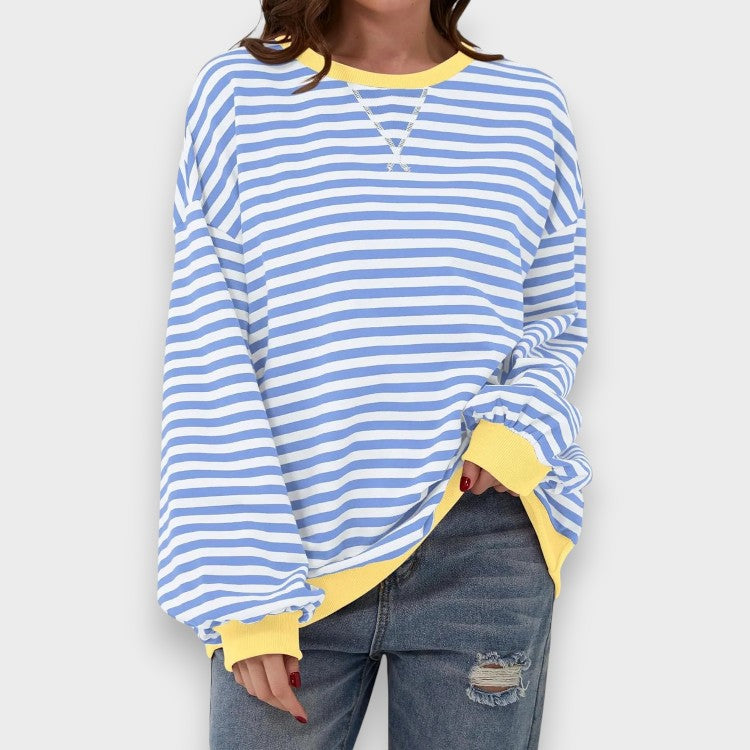 Alma | Sweatshirt Décontracté à Manches Longues avec Col Rond et Motif Rayé