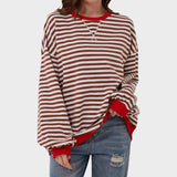 Alma | Sweatshirt Décontracté à Manches Longues avec Col Rond et Motif Rayé