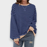 Alma | Sweatshirt Décontracté à Manches Longues avec Col Rond et Motif Rayé
