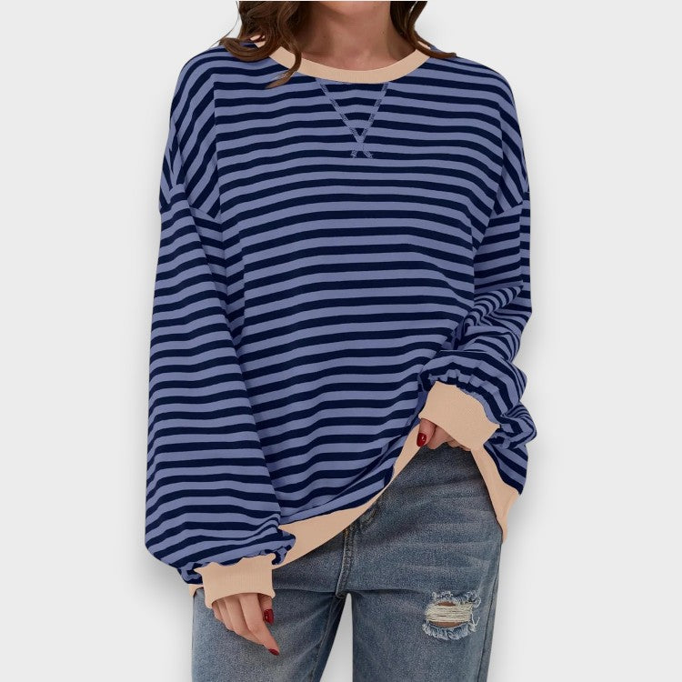 Alma | Sweatshirt Décontracté à Manches Longues avec Col Rond et Motif Rayé