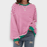 Alma | Sweatshirt Décontracté à Manches Longues avec Col Rond et Motif Rayé