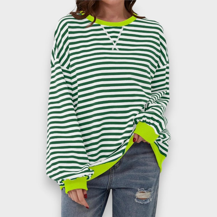 Alma | Sweatshirt Décontracté à Manches Longues avec Col Rond et Motif Rayé