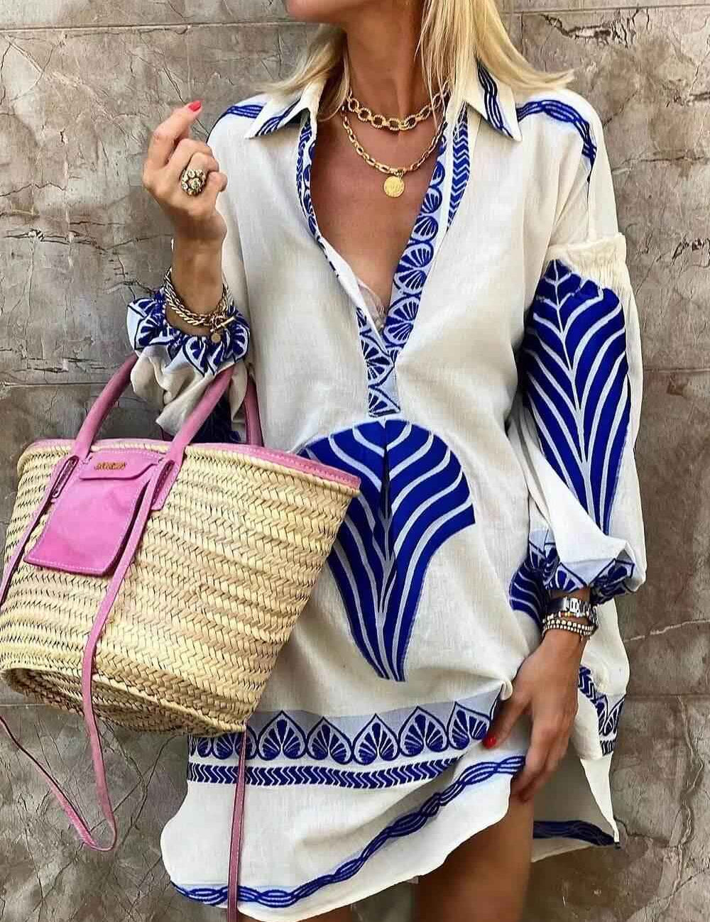 Flore | Robe Mini d'Été avec Imprimé Unique Simple et Tropical