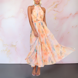 Leah™ | Robe maxi élégante en chiffon avec décolleté halter