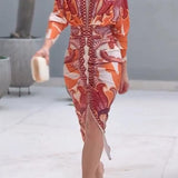 Eva | Robe Midi Dolman Imprimée Unique Sun Escape