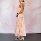 Leah™ | Robe maxi élégante en chiffon avec décolleté halter