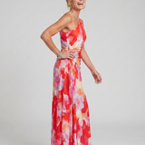 Taya | Robe Midi à Bretelle Unique avec Corsage Plissé