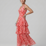 Gala | Robe Midi sans Manches à Décolleté en V Profond avec Motif Peint