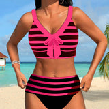 Laluna® | Bikini Rayé Taille Haute