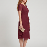 Eira | Robe midi à manches courtes et ourlet superposé
