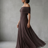 Juin | Robe Midi Drapée à Epaule Dénudée