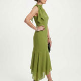 Winifred | Robe Midi Halter Drapée avec Découpe Frontale