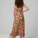 Quill | Robe Midi à Bretelles Spaghetti Imprimé Abstrait