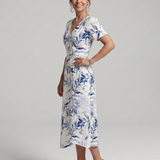 Kael | Robe Midi Imprimée Botanique à Col V