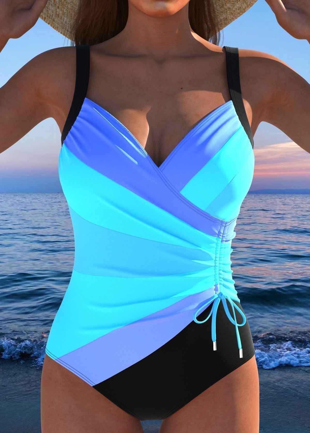 Maillot de bain enveloppant luxueux avec imprimé coloré