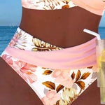 Bikini avec motif floral contrastant et fente