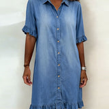 Anne™ | Robe en denim froncée