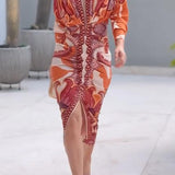 Eva | Robe Midi Dolman Imprimée Unique Sun Escape