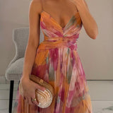 Karen | Robe Maxi Imprimée Fleurie avec Col V