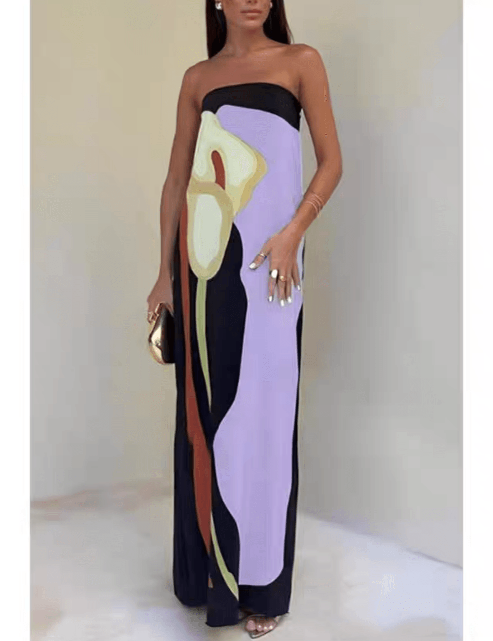 Joan | Robe de soirée maxi imprimée sans manches au style côtier