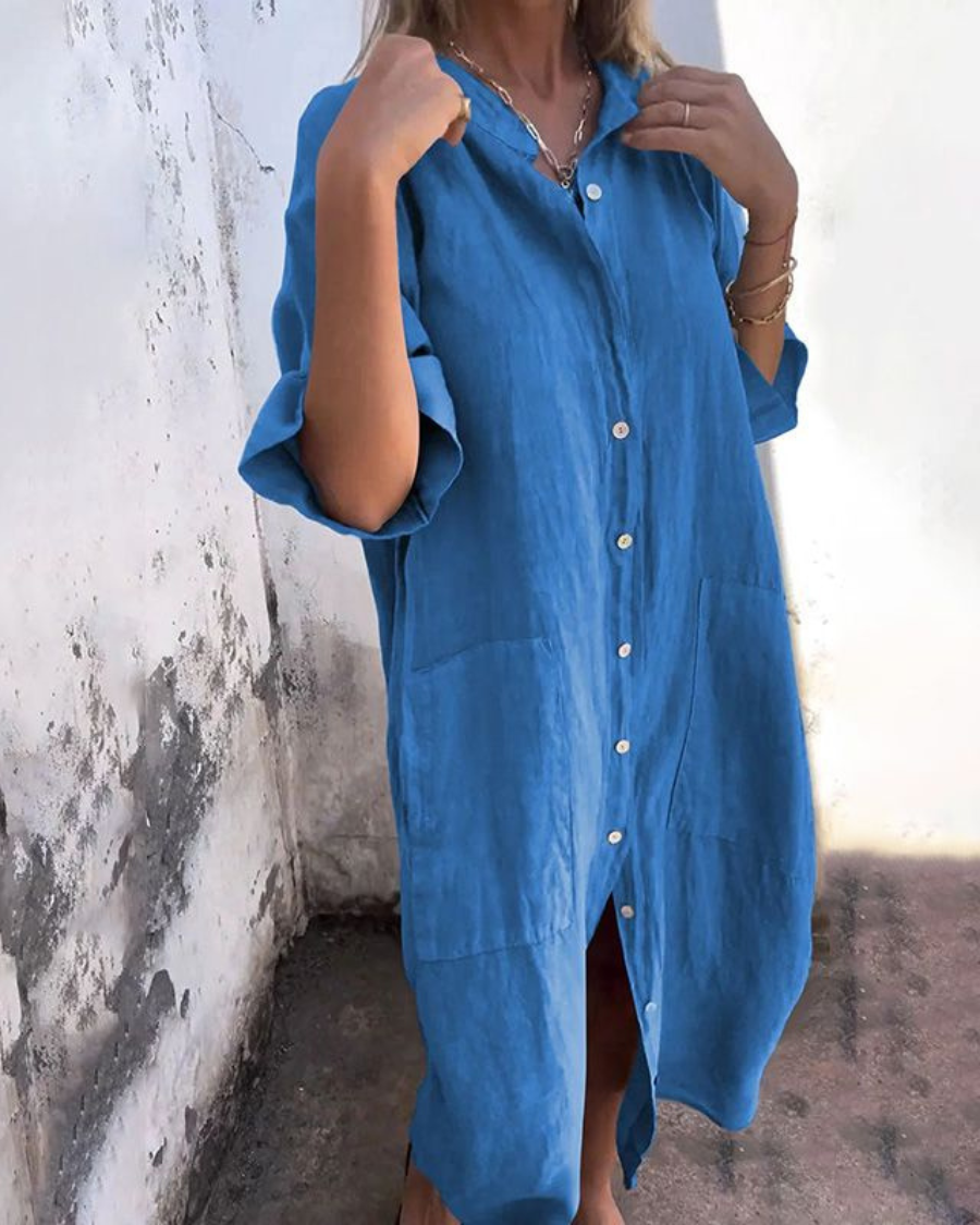 Milena™ | Robe d'été en lin avec boutons