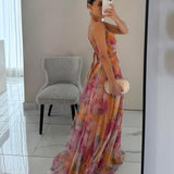Elodie™ | Robe de soirée longue avec motif aquarelle