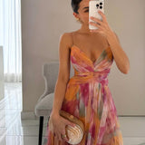 Elodie™ | Robe de soirée longue avec motif aquarelle