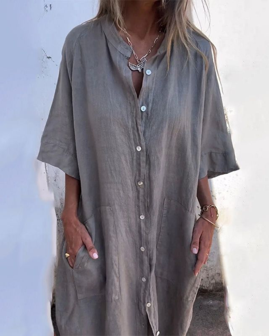 Milena™ | Robe d'été en lin avec boutons