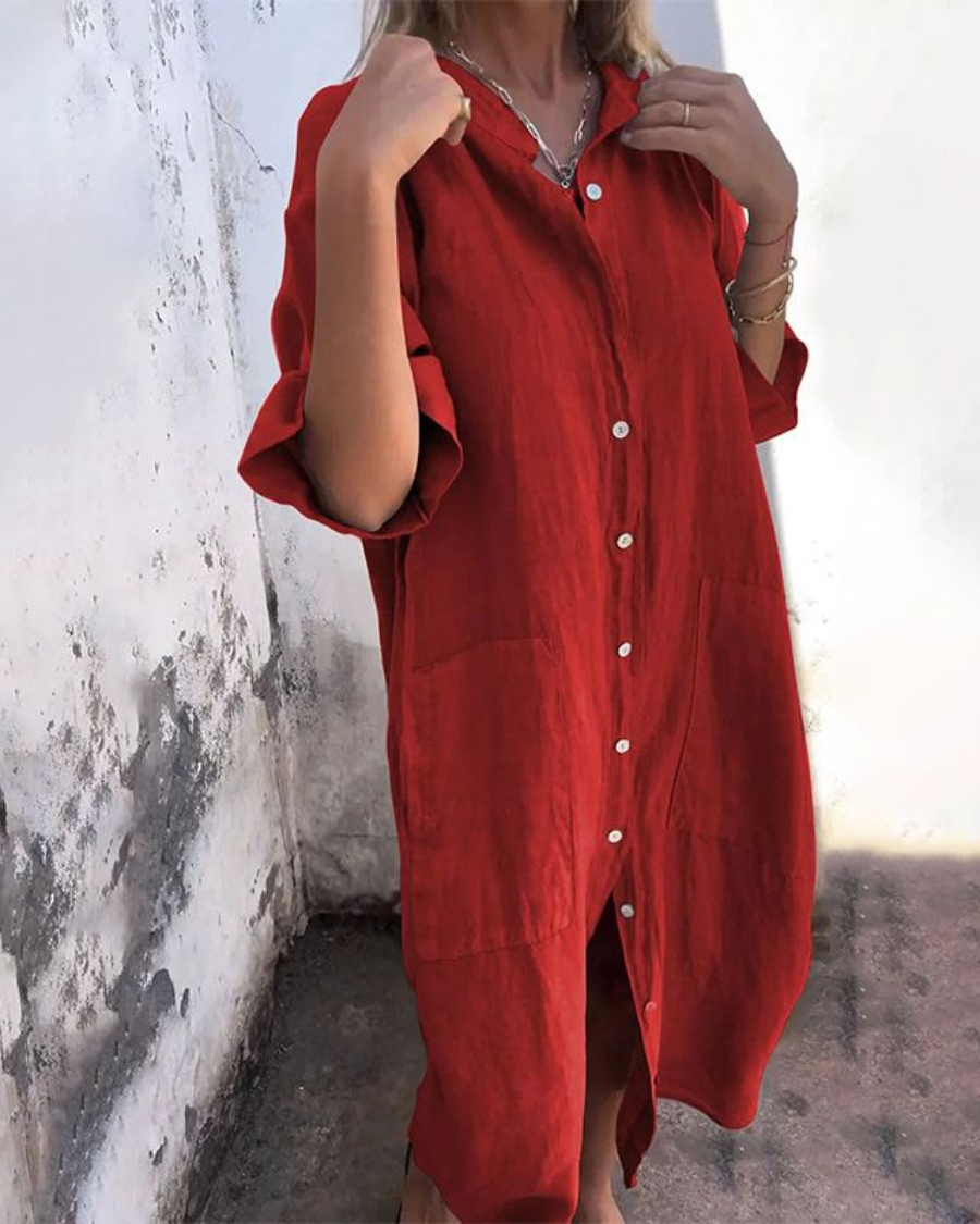 Milena™ | Robe d'été en lin avec boutons