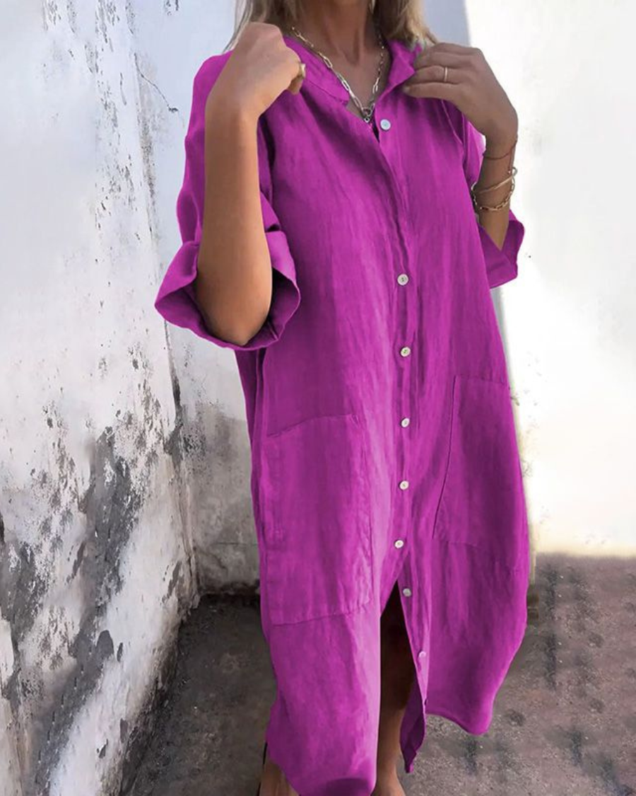 Milena™ | Robe d'été en lin avec boutons