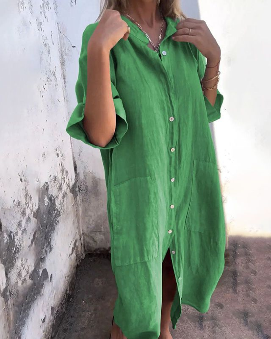 Milena™ | Robe d'été en lin avec boutons