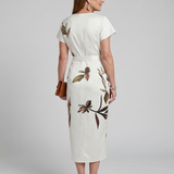 Cypress | Robe Midi Imprimé Botanique à Manches Papillon