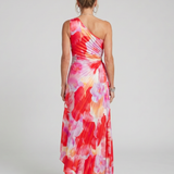 Taya | Robe Midi à Bretelle Unique avec Corsage Plissé