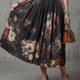Greta | Robe Midi Plissée à Col Montant et Découpe Florale