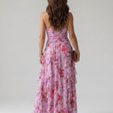 Nori | Robe Maxi Fleurie à Encolure Halter et Corps Froncé
