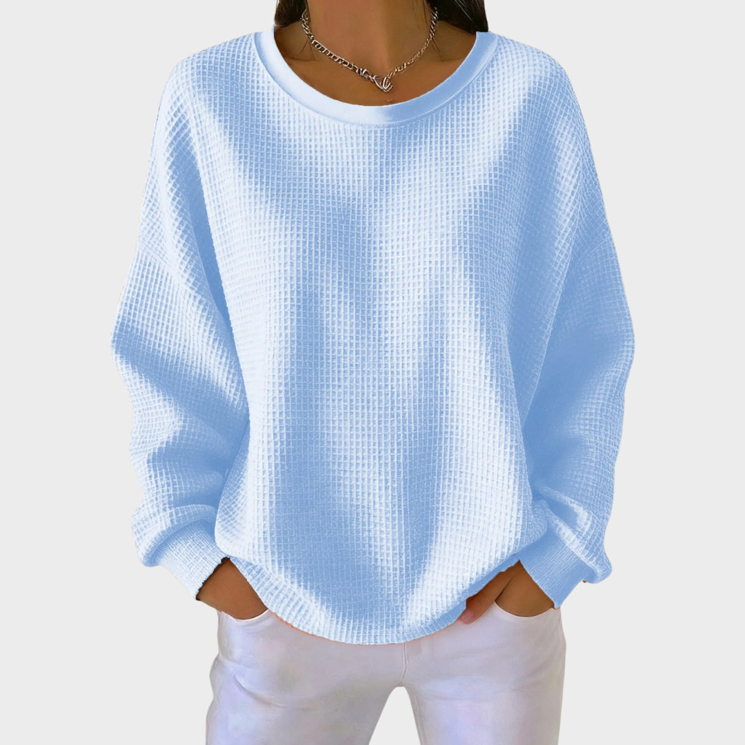 Nora | Pull en Coton Tricoté en Waffle d'Hiver avec Manches Longues