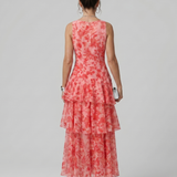 Gala | Robe Midi sans Manches à Décolleté en V Profond avec Motif Peint
