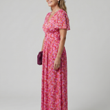 Juna | Robe midi à manches courtes avec imprimé floral délicat