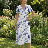 Kael | Robe Midi Imprimée Botanique à Col V